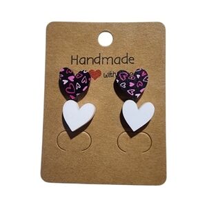 Midnight Love Acrylic Stud Earrings, 2 Pairs